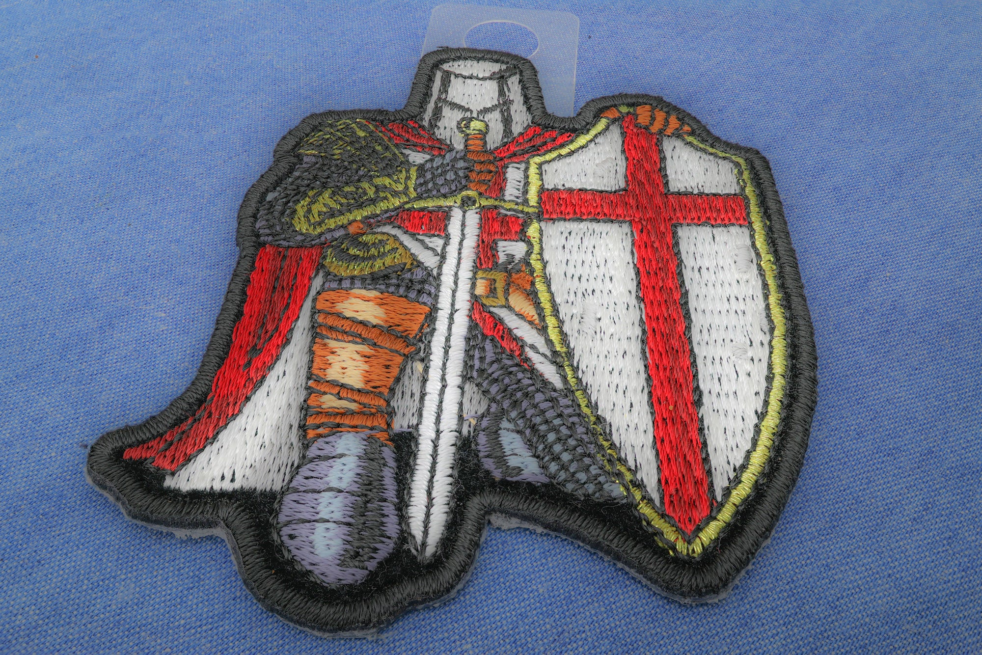 Red Knight Crusader Christian  Patch - Perfect for Bikers ( 4 x 2  inches )